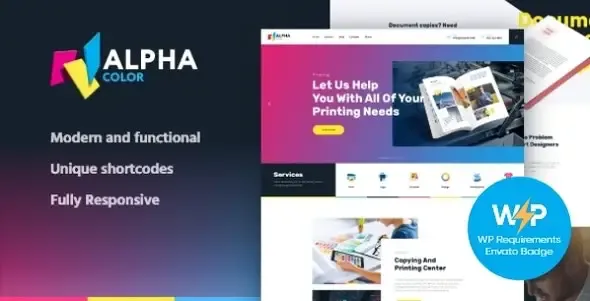 AlphaColor Type Design Agency & 3D Printing Services WordPress Theme Elementor