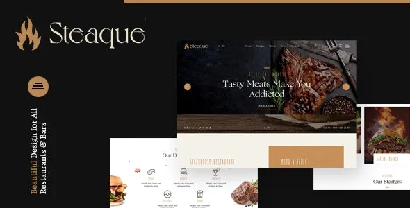 Steaque Restaurant and Cocktail Bar WordPress Theme