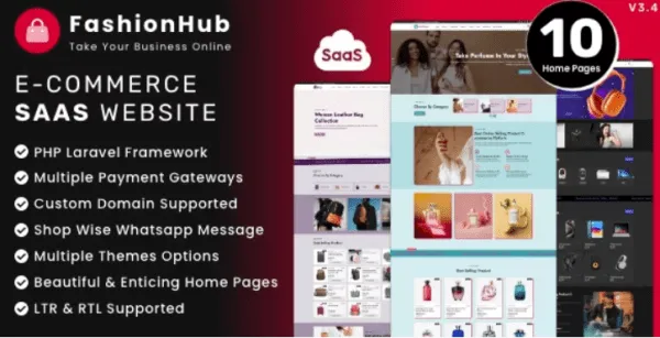 FashionHub SaaS (v3.4) eCommerce Website Builder For Seamless Online Business